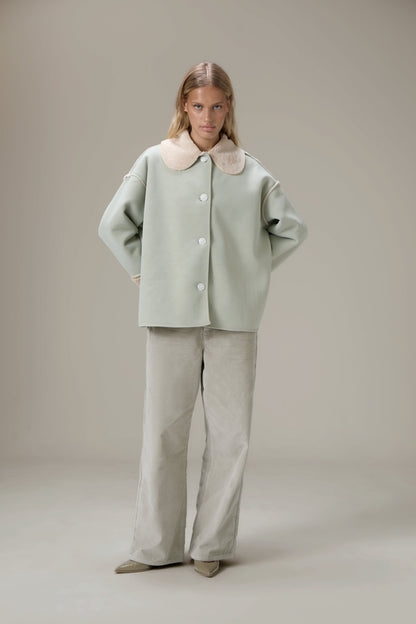 Tully Reversible Coat in Mint Foam