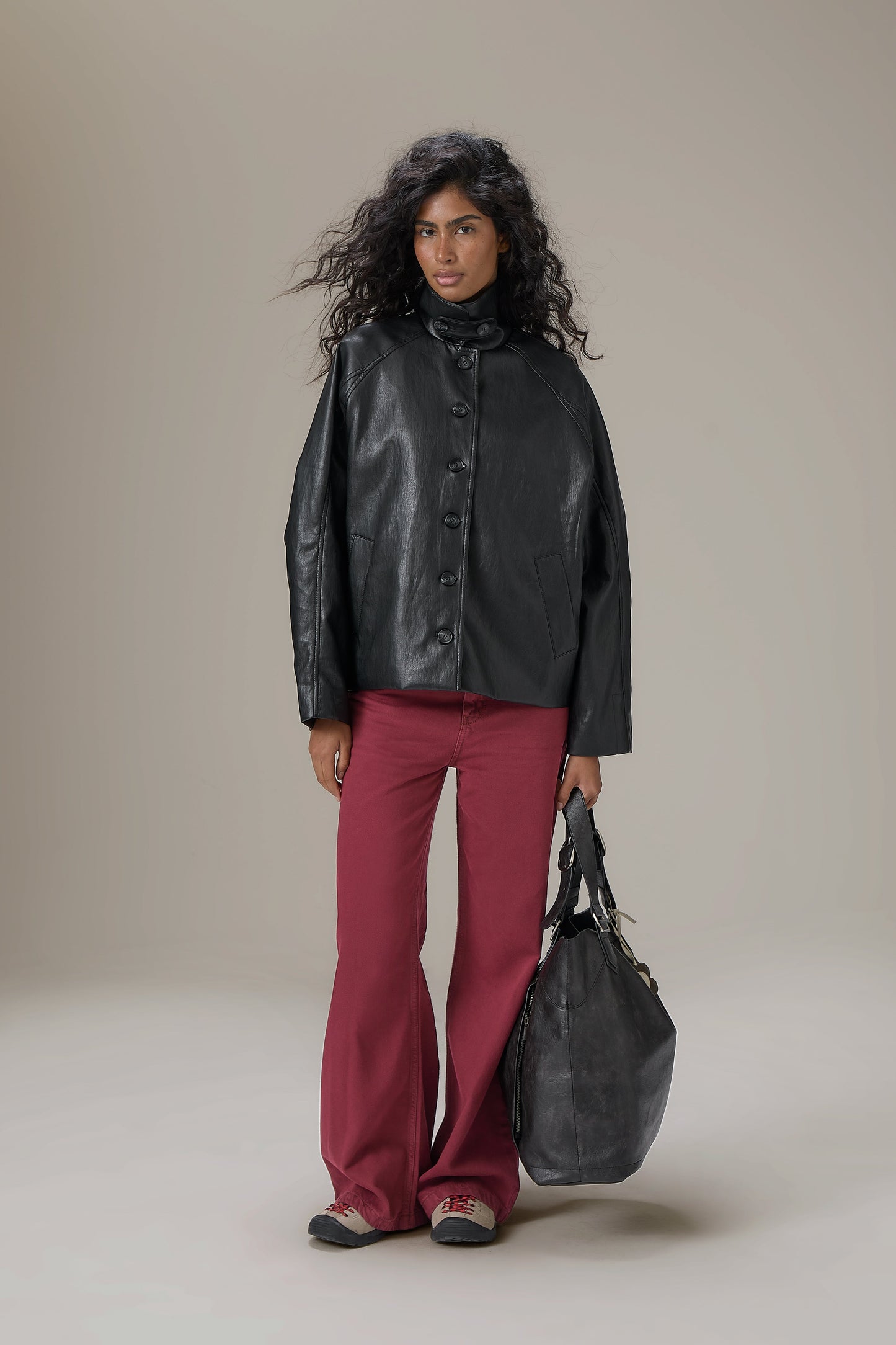 Hollies Classic Faux Leather Jacket in Black