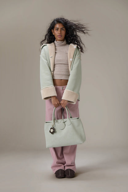 Tully Reversible Coat in Mint Foam