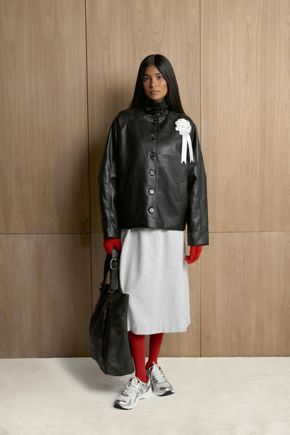 Hollies Classic Faux Leather Jacket in Black