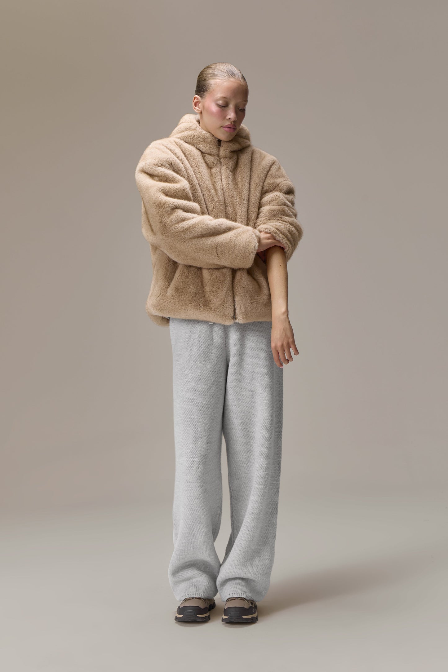 Winnipeg Faux Fur Hooded Jacket in Neutral