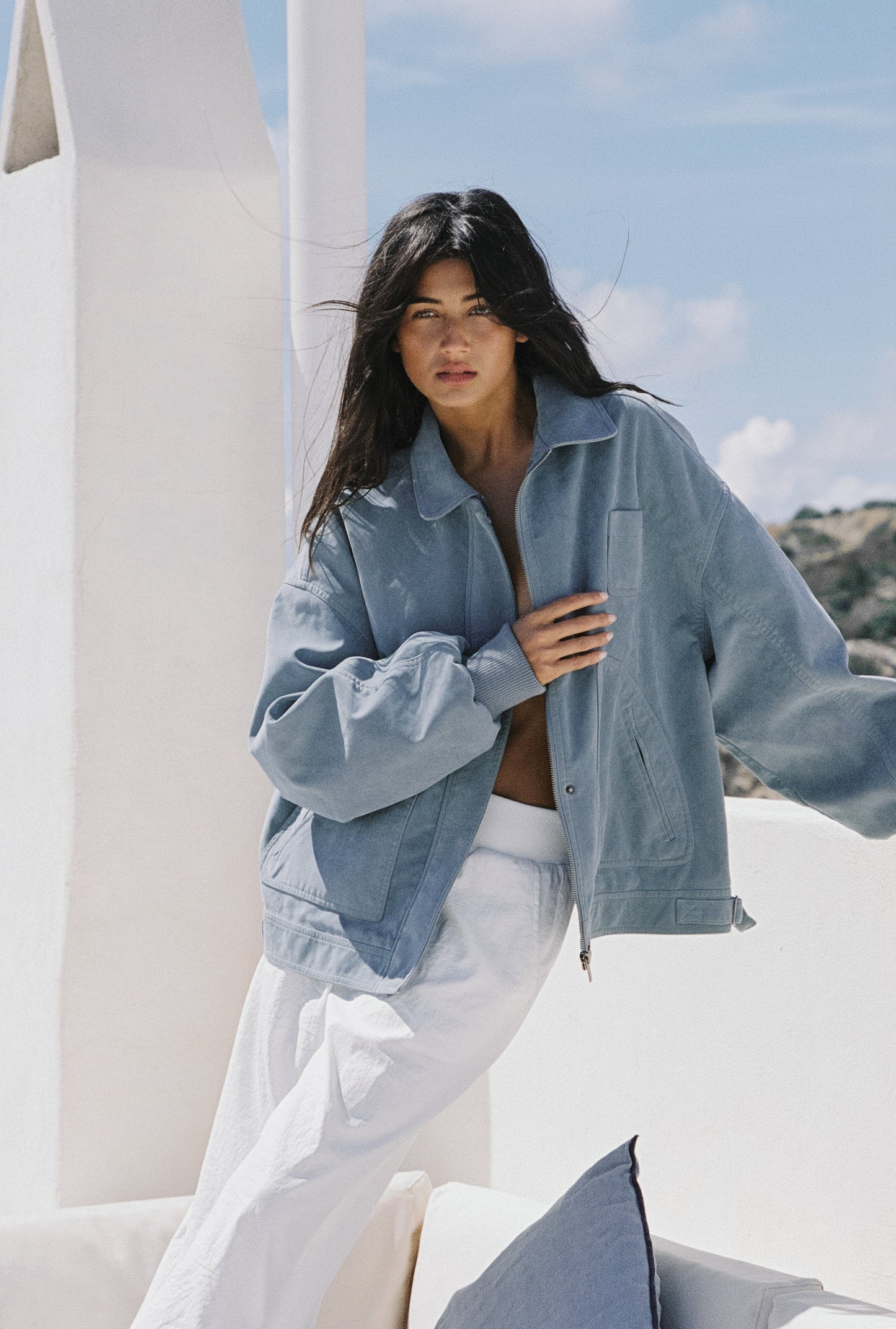 Martha Faux Suede Jacket in Blue